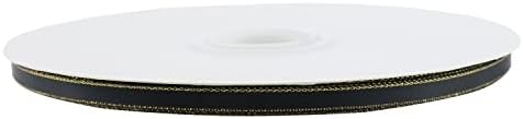 Mayreel 1/4 Black Double Face Setin Ribbon com borda de ouro metálica Fita preta fina para embalagem de presentes, gravata de convite,