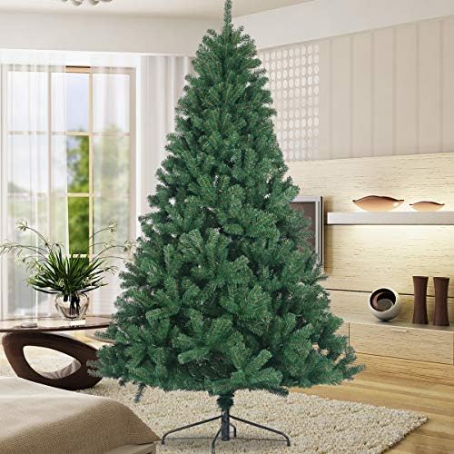 HIYEBAB Árvore de Natal Artificial Artificada Arregada de abeto natural de abeto natural de pvc 7,5 pés Stand dobrável de metal