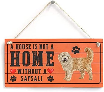 Amantes de cães citar sinal barbudo collie Uma casa não é uma casa sem um cachorro Funny Funny Wood Dog Sign Dog Memorial