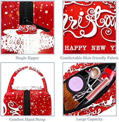 Bolsa de maquiagem de viagem, bolsa de cosméticos Caso organizador, para mulheres de produtos de higiene pessoal de produtos de higiene pessoal, Natal feliz ano novo