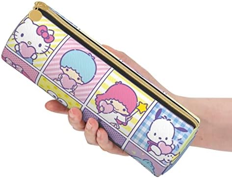 Caixa de lápis de anime rfuviwz para bolsa de maquiagem fofa para mulheres de grande capacidade com zíper kawaii caneta