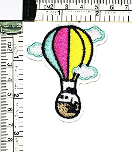Kleenplus 2pcs. Balão de ar quente com nuvens de desenho animado adesivo de manchas artesanato de artesanato de artesanato diy aplique bordado costurar ferro em patch emblem roupas roupas de fantasia costura
