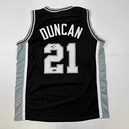 Fac -símile autografou Tim Duncan San Antonio Black Reimpressão a laser Auto Basketball Jersey Size Men's XL