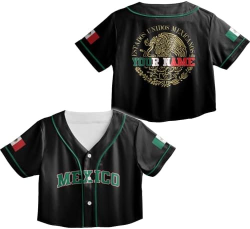 Nome da personalização México México México Crop Top Baseball Jersey XS - XL, México Jersey Crop Top, México Crop Top