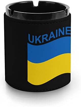 Bandeira da Ucrânia Premium Chestray Chegartes redondos bandeja de cinzas para fumantes para carro ou uso ao ar livre