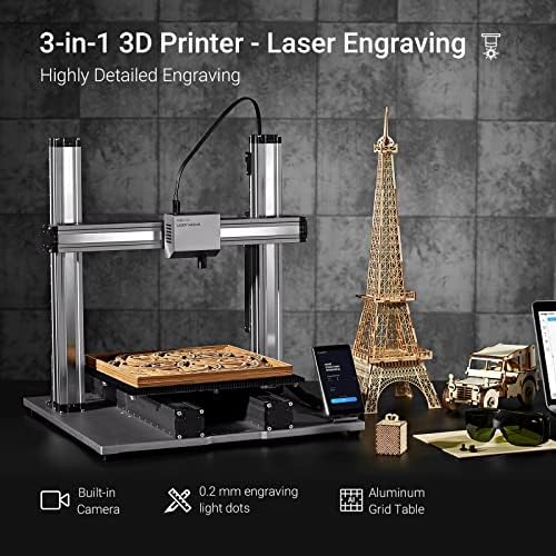 Impressora Official Snapmaker 3D, impressora 3D 3D de metal atualizada com gravação de impressão 3D Gravura CNC escultura, grande área de trabalho 320*350*330mm, nivelamento automático da impressora 3D FDM com impressão de resumo