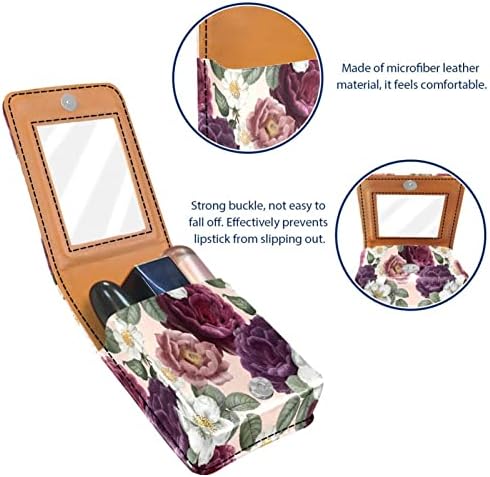 Lipstick Case Romântico Floral Peony Big Flower Mini Lipstick Soldador Organizador com espelho para bolsa de cosméticos de viagem para bolsa
