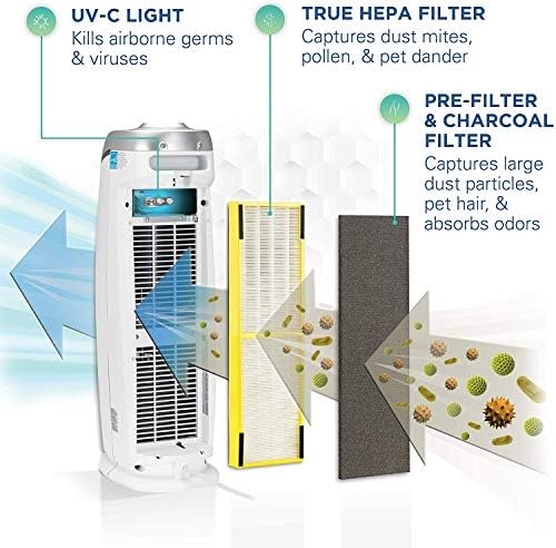 Germ Guardian True HEPA Filter Air Purifier com Germ Guardian HEPA Filtro Purificador de ar com desinfetante leve