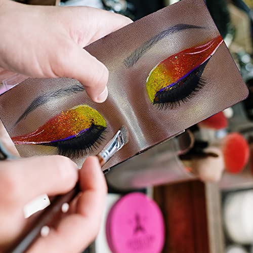 Ofly DIY Makeup Face Practice Board, máscara de sobrancelha de olho de pele de silicone 5D Pad para a ajuda perfeita para praticar maquiagem - Jewels & Lash Tool & Eyeshadow Brush como um presente de kit.