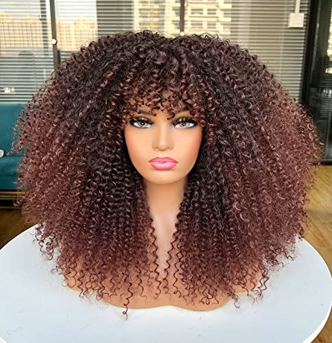 Sweece Long Curly Afro peruca com franja para mulheres negras peruca de cabelo encaracolado Afro perucas sintéticas de 17 polegadas