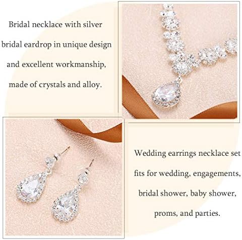 Brincos de colar de noiva prateados de noiva UniCra Conjunto de jóias de casamento de cristal Jóias de casamento