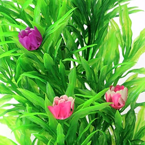 Plantas aquáticas de água artificial verde da flor verde de 10 PCS Altura: 26cm/10,24 polegadas Faux Alga marinha natural com base para o tanque de peixes Pond Sistema hidropônico Terrarium Aquarium Home Office Restuarant