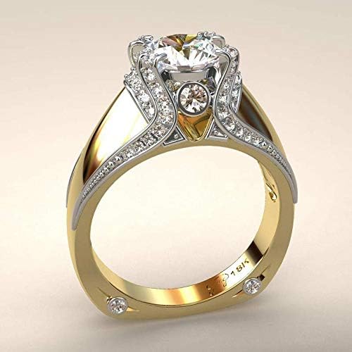 18K Gold Bathed Topázio White Women Wedding Noiving Ring Jewelry Tamanho 6-10