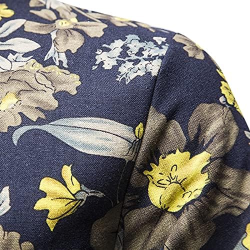 Botão de tamanho de poliéster Plus Tamanho Men Park Park Breathable Short Sleeve Tshirt Floral Deep V pescoço solto Casual