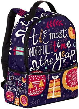 Mochila VBFOFBV para mulheres Laptop Daypack Backpack Bolsa casual, Feliz desenho animado de Natal Padrão adorável