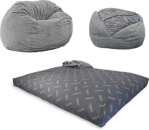 Cadeira de saco de feijão chenille de Cordaroy, cadeira conversível dobras do saco de feijão para cama, como visto