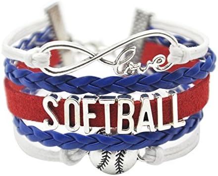 Pulseira de softball infinito para meninas - amizade para garotas de softball charme presentes para meninas, mulheres, amantes