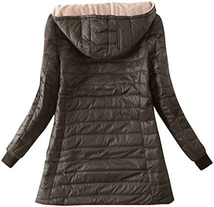 Casacos de inverno xusuen para mulheres, casaco de capuz de manga longa com casaco casual forrado de manga de manga comprida com bolsos