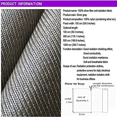 Tecido anti -radiação para roupas de fibra de prata Faraday Shielding Pano Emf EMI RF RFID Bloqueio de proteção condutora