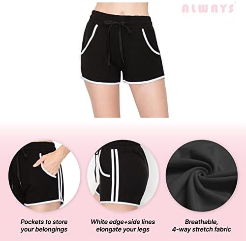 Sem sempre shorts de ioga de 3 femininos - treino de controle de barriga macia premium calças de leggings sólidas com