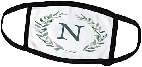 Grinalsa de 3drose com a letra inicial do monograma n em verde em branco. - Máscaras