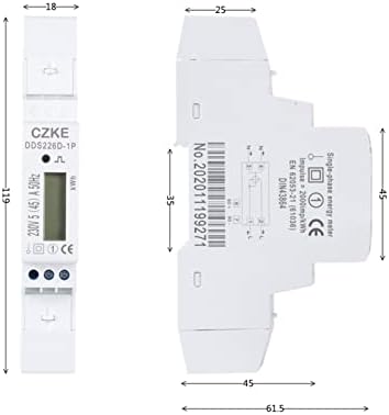 Kappde DDS226D-1P LCD LCD Din-Rail Meter 220V 230V 240V 5 A, 5 A 5 A AC