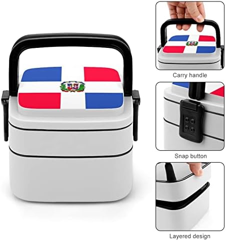 Bandeira da República Dominicana Bento Bento Box Double Camada All-In-One Lunch Recipiente de Almoço com Spoon Para Trabalho de Piquenique Viagem