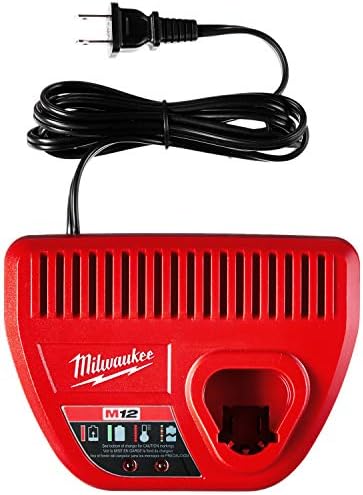 Milwaukee Genuine OEM 48-59-2401 M12 Ion de lítio 12 volts Carregador de bateria com LED indicando, vermelho