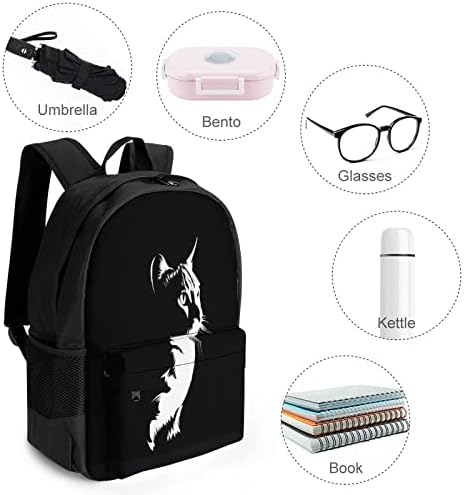Silhouette Cat On Black Travel Mackpack Aesthetic College Bookbag Classical Daypacks Bolsa de trabalho de ombro