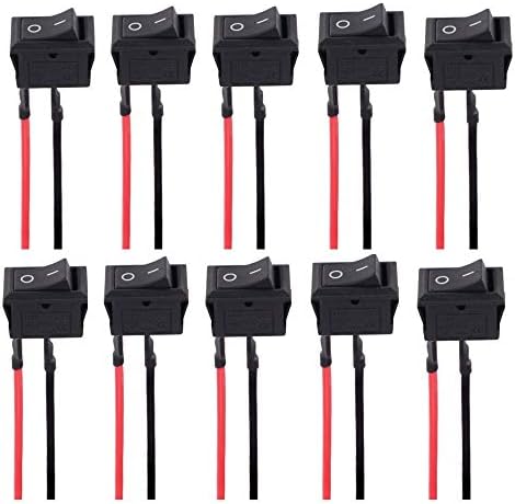 10pcs solda spst on/off Mini Boat Rocker interruptor AC 6A/250V 10A/125V 2pin Toggle SPST Snap com linhas