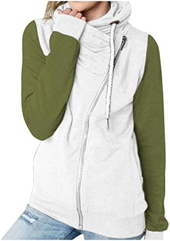 Cokuera feminina moda color block splicing manga moletonete casaco causal lixo amarrar zíper up stand colar jacket Outwear