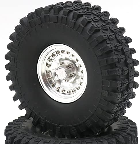 4pcs rc 1.9 pneus pneus altura de 120 mm e alumínio para serviço pesado 1.9 rodas de beadlock jantes cor hexadecimal de 12 mm de cor de prata para 1/10 rc rastreador de lama rc scx10 trx4 cc01,