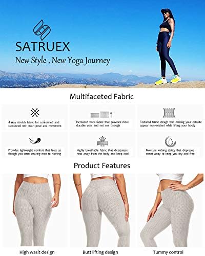 Satruex Butt Levating Leggings para mulheres Tomme Controle High Scrunch Scrunch Leggings Calças de ioga para corrida de ginástica