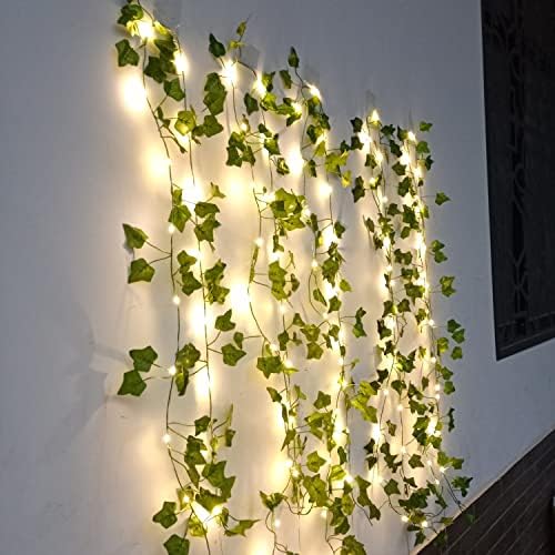 Luzes de corda de videira, [1 pacote] Luzes de corda de decoração de hera, lâmpada suspensa de grinaldas de folhas de bordo com 20 LEDs, luzes noturnas de fada para casa, quarto, quarto, decoração de parede
