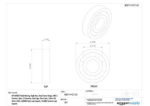 Skf 6405/c3 rolamento radial, linha única, design de ranhura profunda, precisão abec 1, abertura, folga c3, gaiola de
