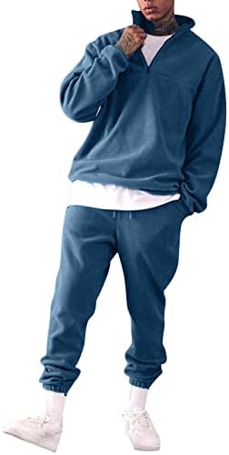 Traje de pista masculina definida com capuz de inverno cor de pé casual 2pc Solid Sports Home Fashion Collar Men's Men Suits & Sets