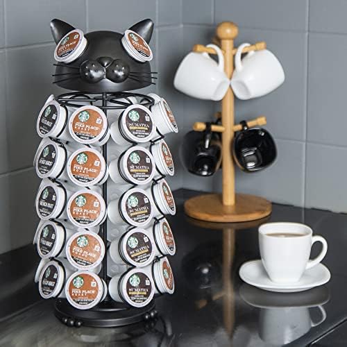 Fable fácil Kit Carousel Coffee Solder, compatível com Keurig K-Pods K-Cups, Organizador de armazenamento de rack de bancada, decoração de casa e cozinha de metal, barra de cafe
