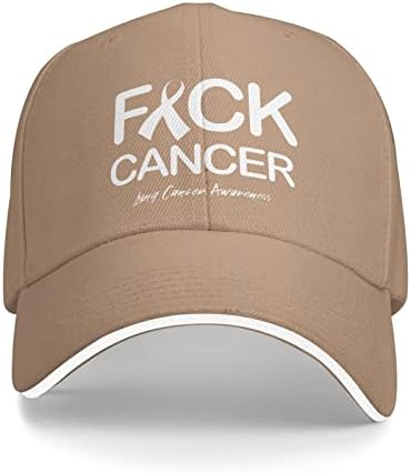 Consciência do câncer de pulmão ， homens mulheres lavadas algodão angustiado beisebol vintage boné ajustável hat chapéu de
