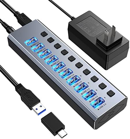 LMMDDP Alumínio de 10 portas USB3.0 Estação de docking Hub multifuncional Switch Switch USB Hub