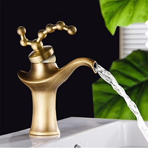 Slsfjlkj Brass Basin Vintage Torneira banheiro europeu Handel europeu Mistura de pia de água quente e fria Torneiras de guindaste preto/cromo/cinza (cor: D, tamanho