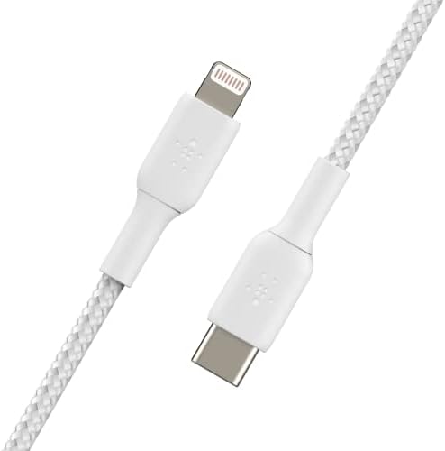 Belkin BoostCharge Nylon trançado USB C para Lightning Cable 3,3 pés/1m - MFI Certificado 18W Power & BoostCharge USB Crelagem de