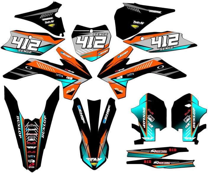 2013-2014 XC Surge Orange Senge Graphics Complete Kit com Rider I.D. Compatível com KTM