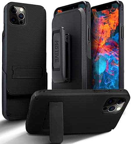 Motivo iPhone 13 Pro Case Holster com clipe de cinto | Pesados Série Ranger Black
