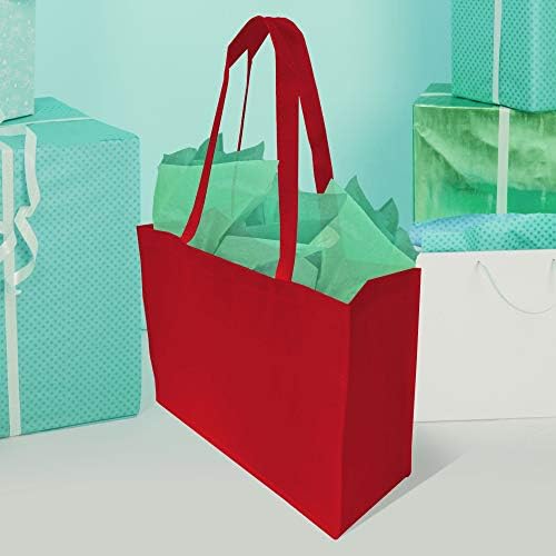 Bolsas de presentes vermelhas - 12 Pacote grandes sacolas reutilizáveis ​​com alças, bolsas de tecido duráveis ​​para presentes,
