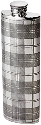 Wentworth Pewter - balão de rim de estanho tartan, balão de quadril, balão espiritual, balão de bolsa, capacidade de 3 onças