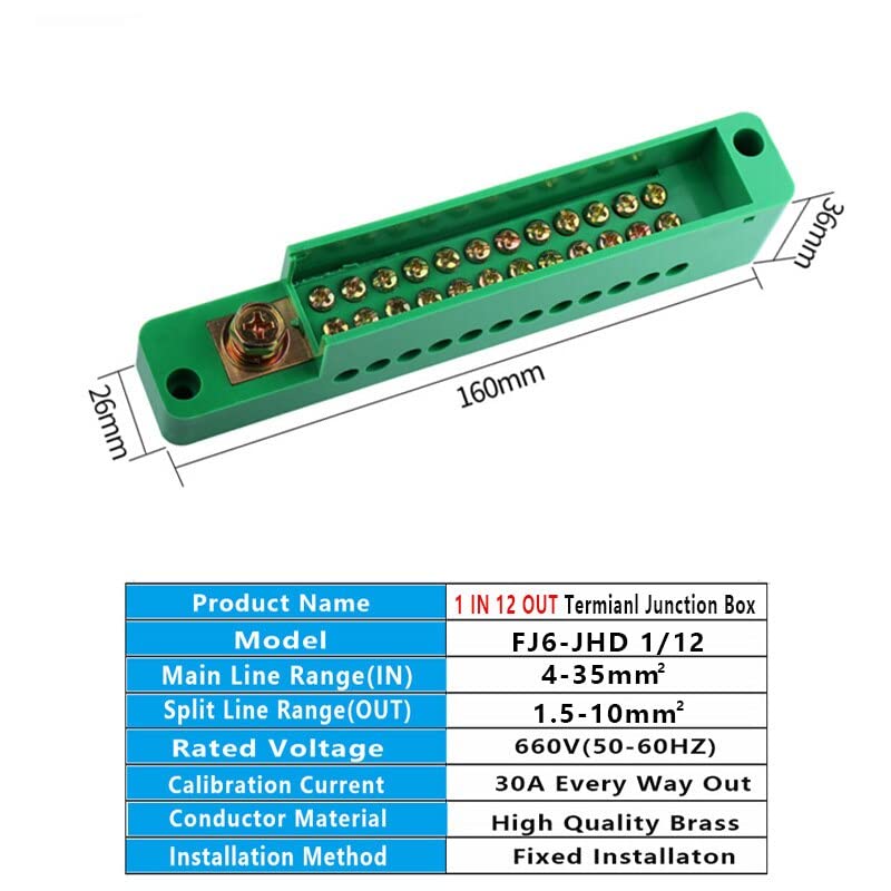 1PCS Terminal Junction Box Unipolar Splitter 1 em 4/6/8 OUT METERAÇÃO ACEDIMENTO DE BLOCO DO CABELO DE MEDIÇÃO Acessórios elétricos