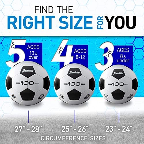 Franklin Sports Soccer Balls - Concorrência 100 Juventude + Bolas de Futebol Adulto - Tamanho 3, Tamanho 4 + Tamanho 5 Bolas