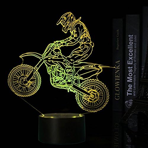 WMH Motorcycle 3D LED lâmpadas de ilusão óptica 7 Cores Touch Switch Art Luzes de escultura LED mesa de mesa de mesa