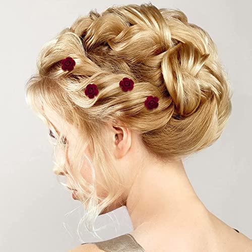 Clipes de cabelo de flor de rosa clipes de cabelo de noiva rosa acessórios de cabelo de casamento rosa para mulheres