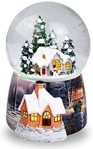 FYTOO Automático Spray Snowflake Girando Christmas Snow House Crystal Ball Music Box com Castle in the Sky Colorful Light Home
